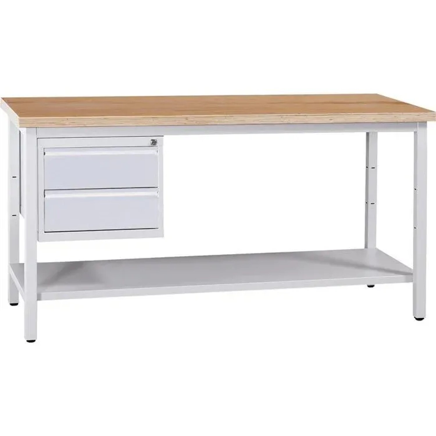 PROREGAL Werkbank Cricket Mit 2 Schubladen Und Ablageboden HxBxT 84 x 160 x 60 cm Traglast 150 kg Grau-Buche