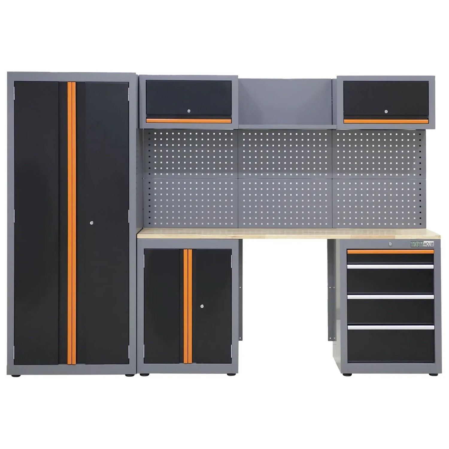 TRUTZHOLM Werkstattwand 13 Teile Modulares Werkstattschranksystem Aus Stahl Orange