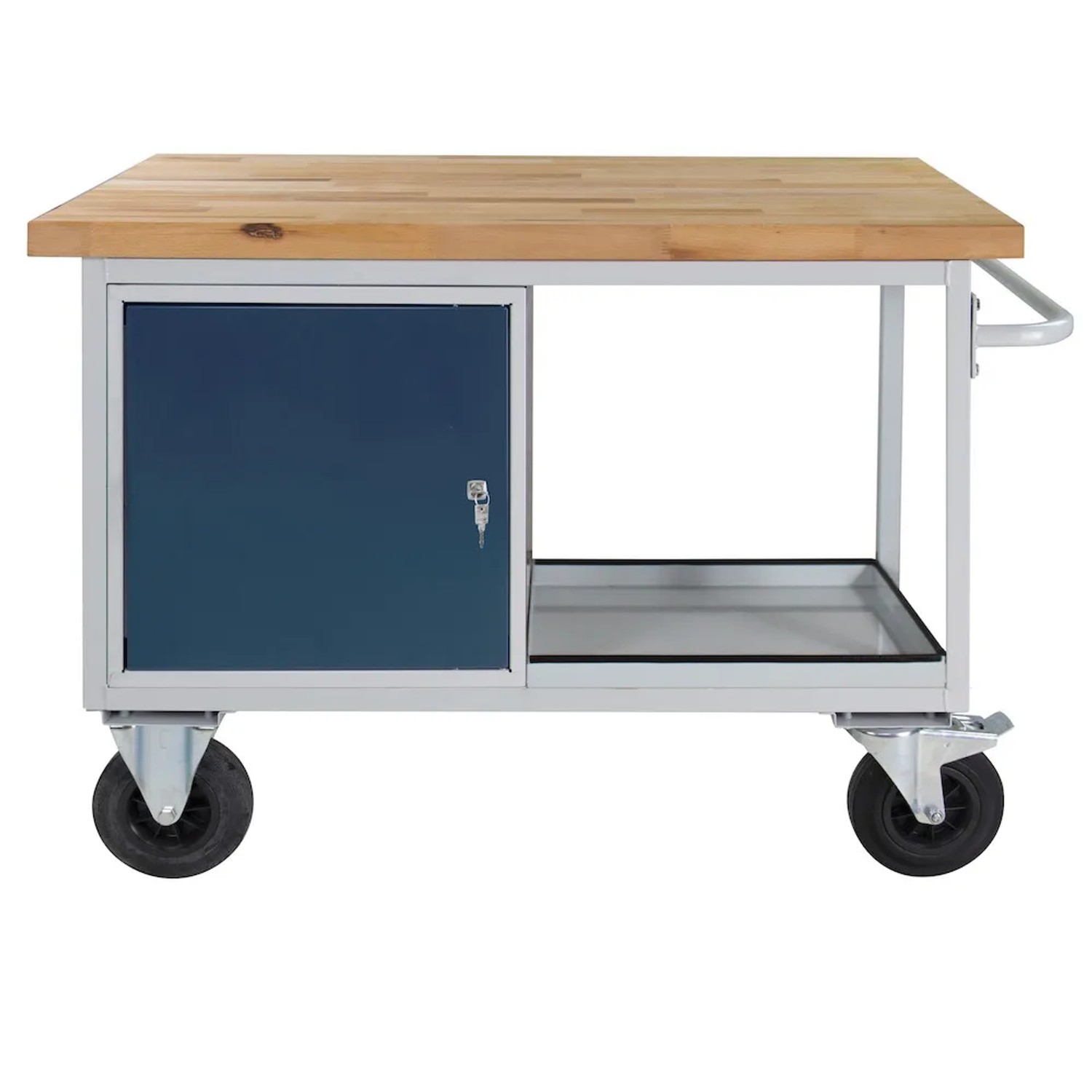 PROREGAL Mobile Werkbank Rhino mit Ablagefach 1 Tür HxBxT 83 x 130 x 60 cm Traglast 500 kg Lichtgrau Anthrazitgrau