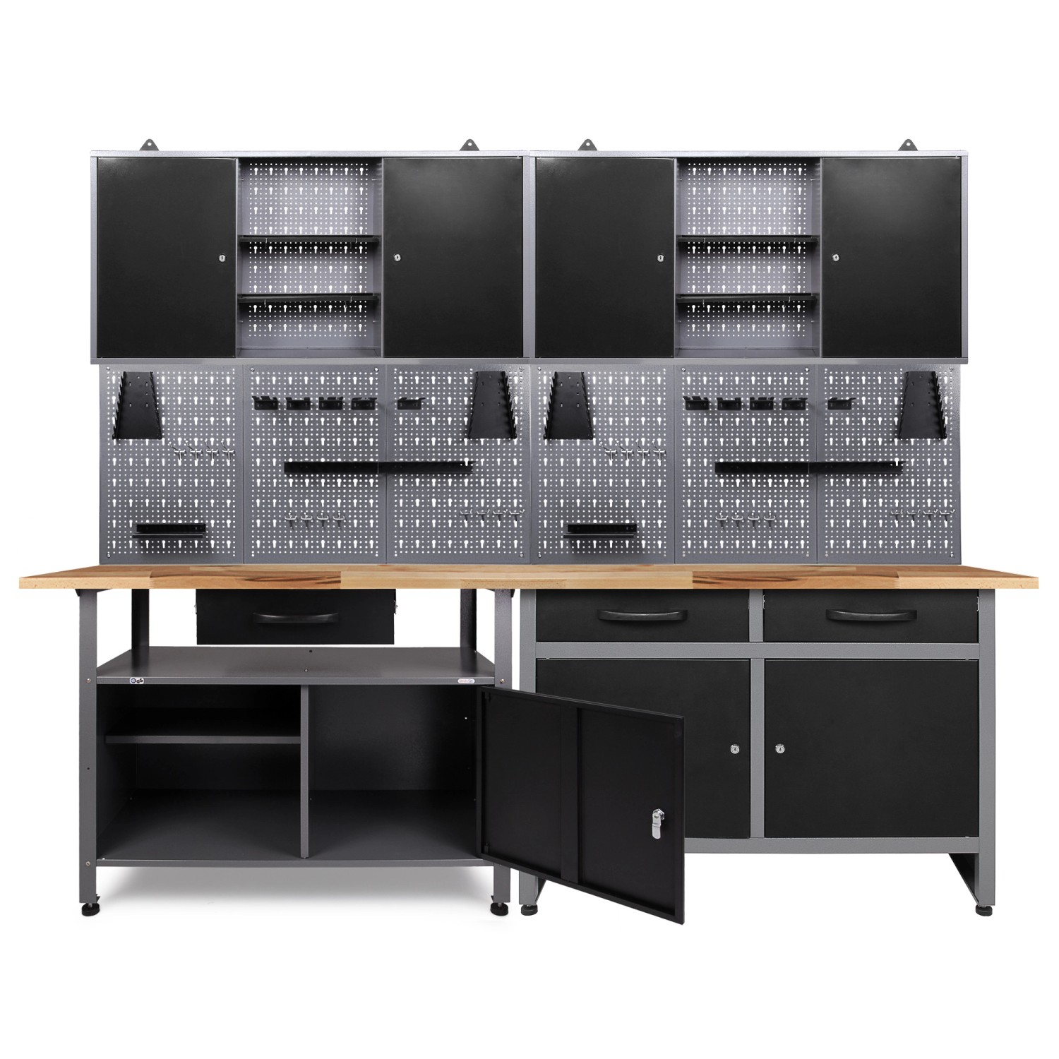 Ondis24 Werkbank Set Schöpfer 240 cm 2 Schränke Werkstatt