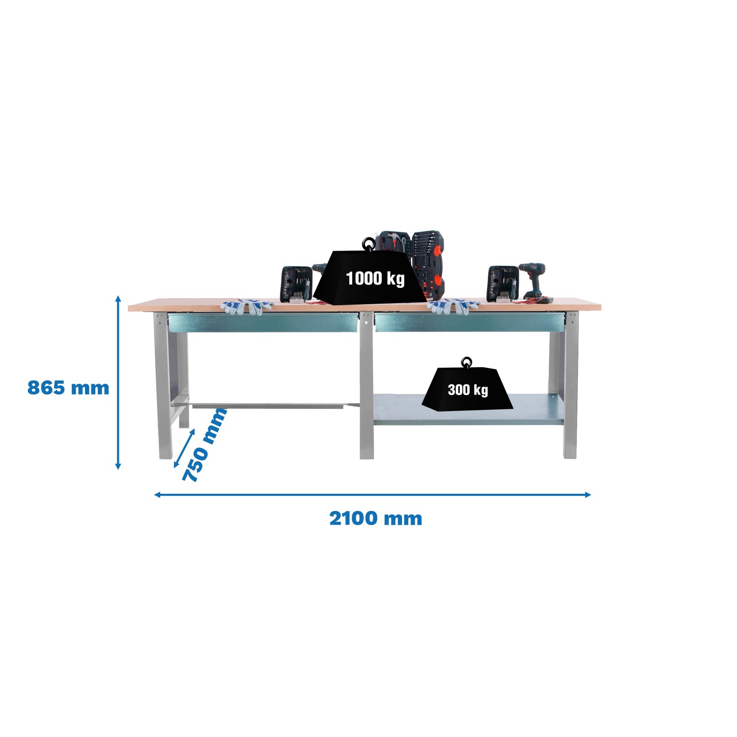 5x210x75cm Traglast 1000kg Grau