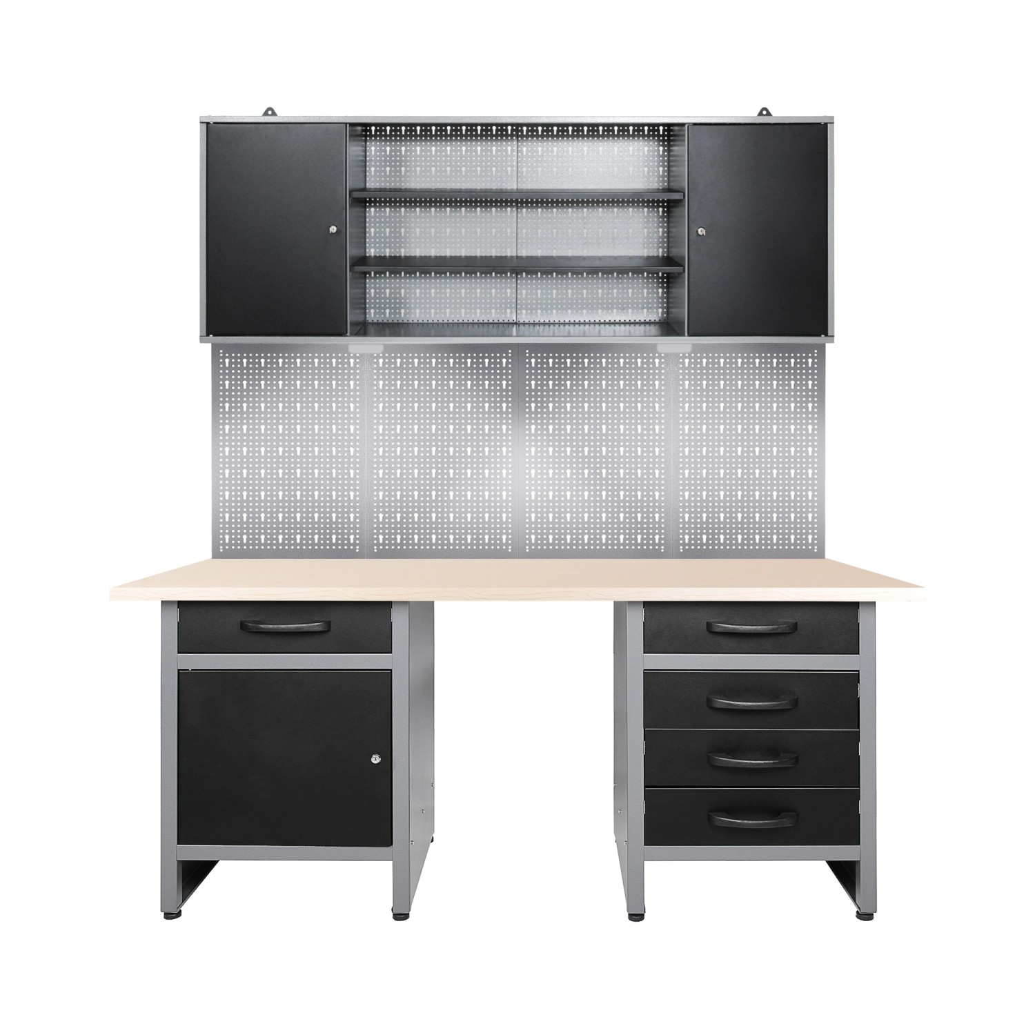 Ondis24 Werkstatt Set Entdecker 160 cm mit Sitzraum LED Werkstatteinrichtung Werkbank