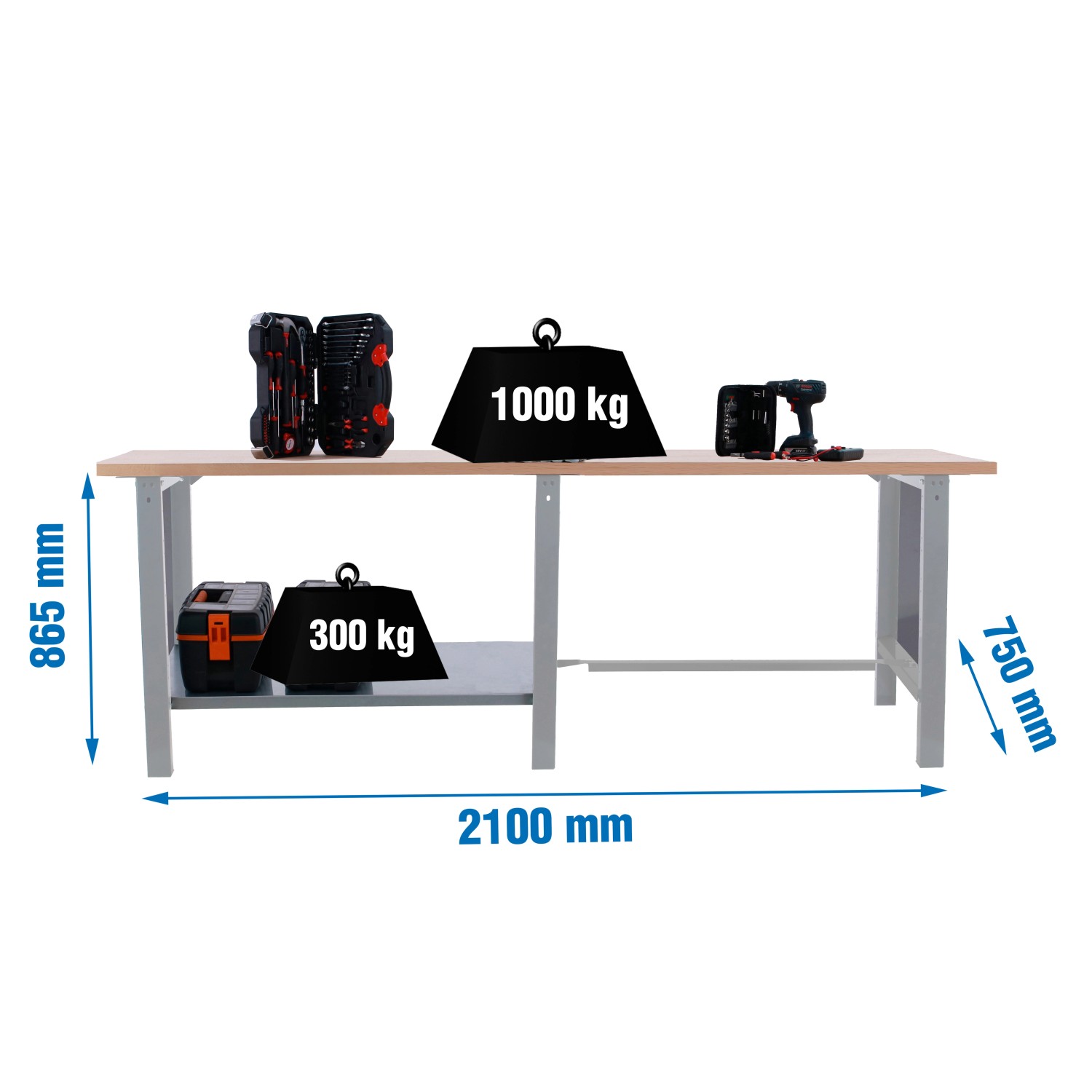 5x210x75cm Traglast 1000kg Grau