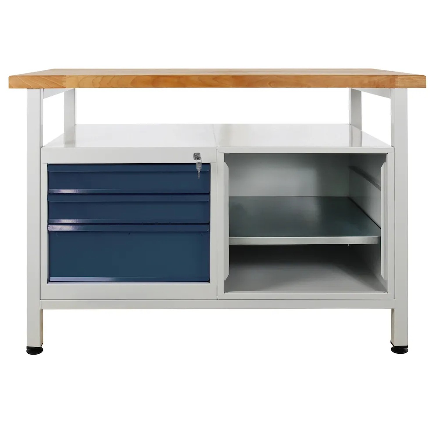 PROREGAL Werkbank Rhino mit Ablagefläche 3 Schubladen Regalteil HxBxT 84 x 120 x 60 cm Traglast 300 kg Lichtgrau Anthrazitgrau