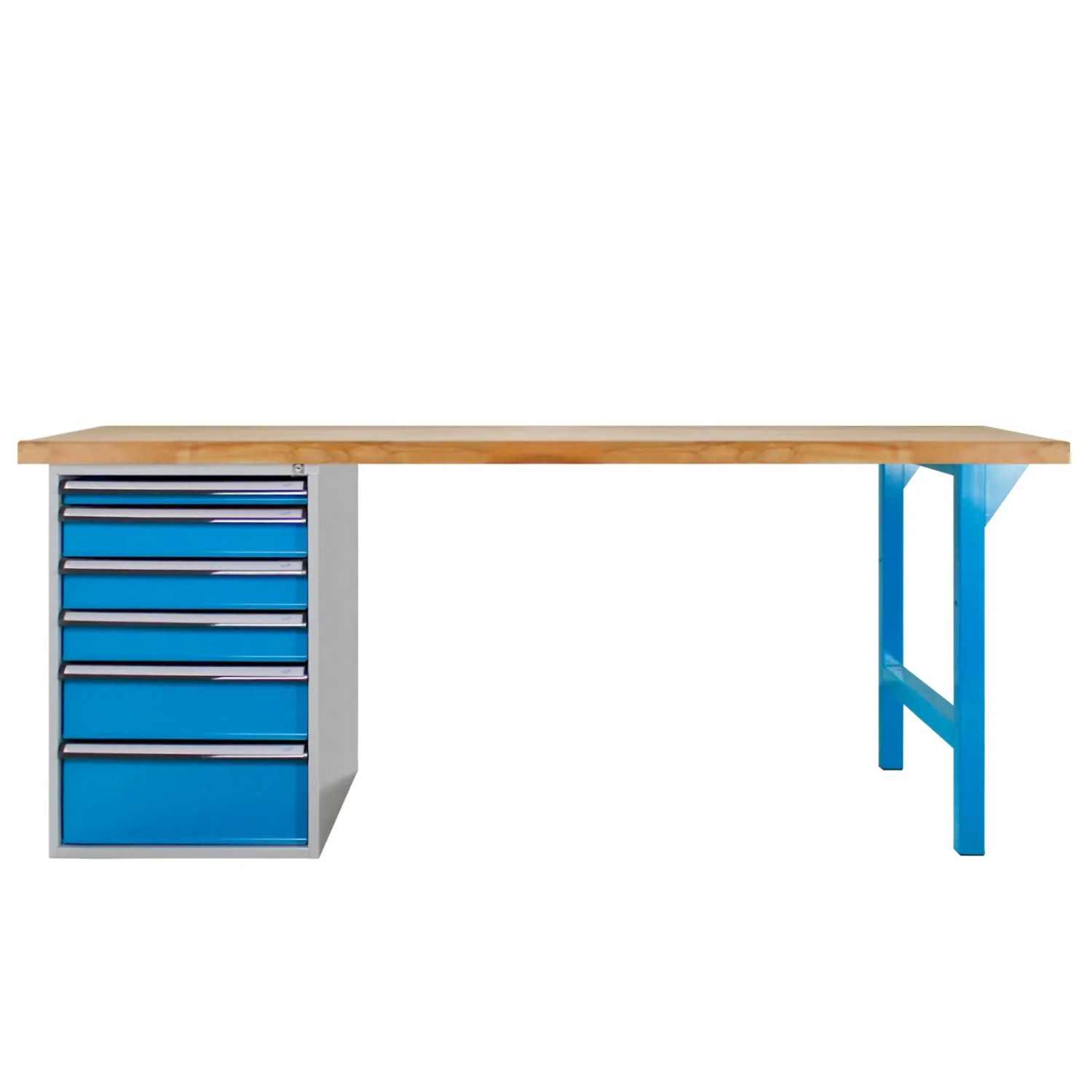 PROREGAL Werkbank Rhino Plus mit 6 Schubladen HxBxT 84 x 150 x 70 cm Traglast 500 kg Lichtblau Lichtblau
