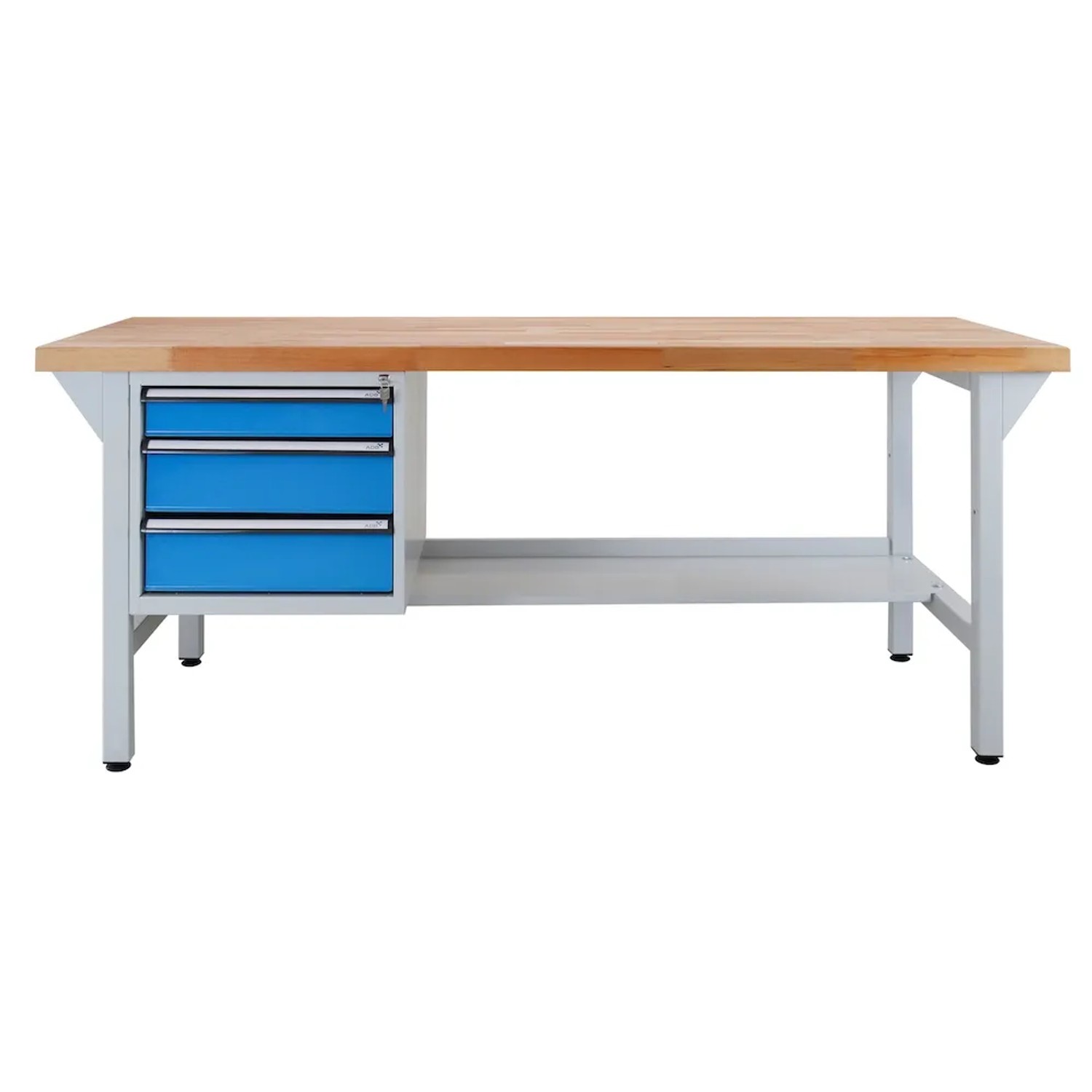PROREGAL Werkbank Giant Rhino Plus mit 3 Schubladen HxBxT 84 x 200 x 70 cm Traglast 500 kg Lichtgrau Lichtblau