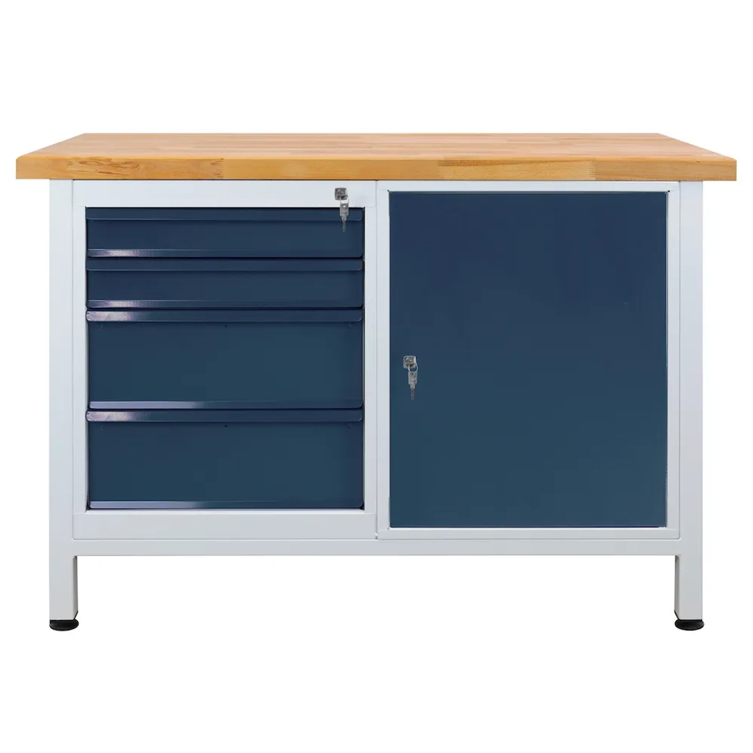 PROREGAL Werkbank Rhino mit 4 Schubladen 1 Tür HxBxT 84 x 120 x 60 cm Traglast 300 kg Lichtgrau Anthrazitgrau