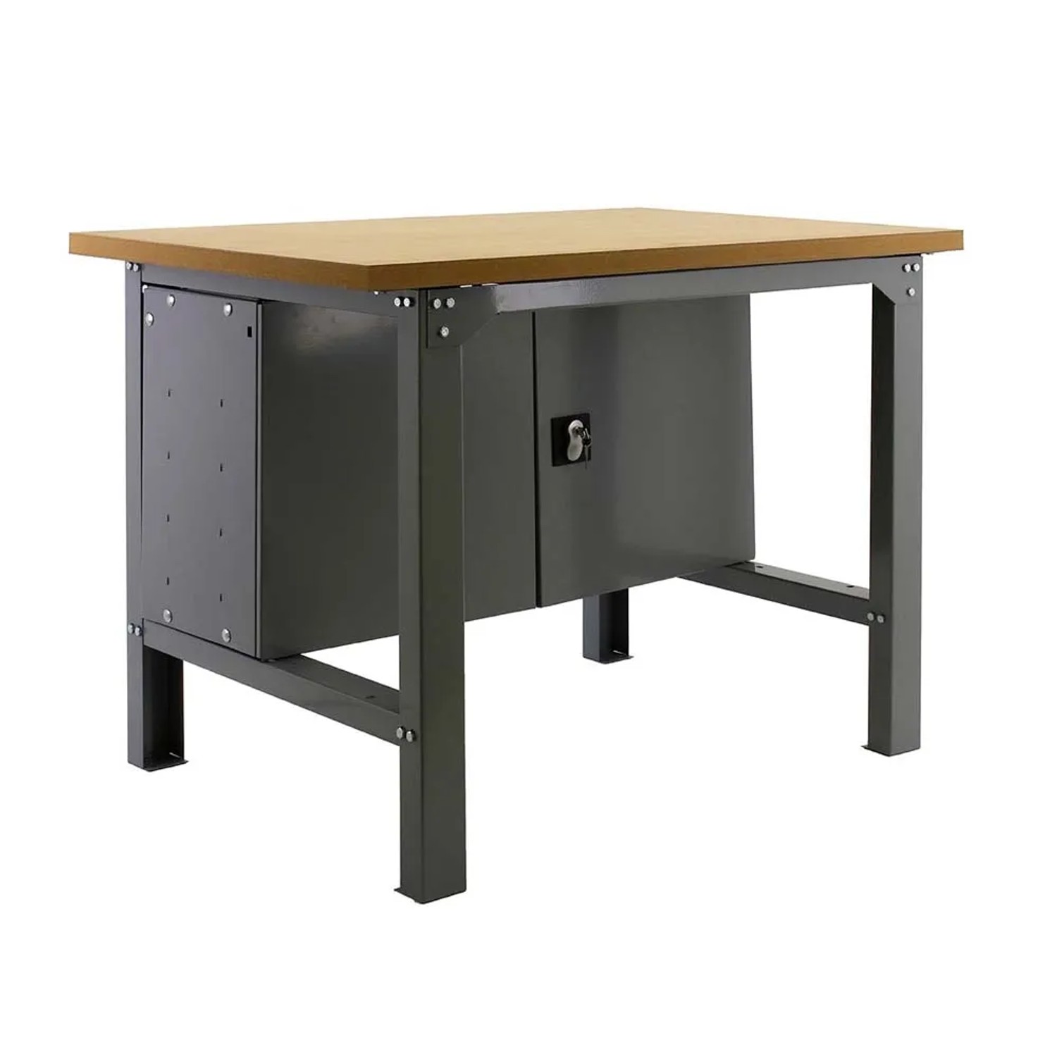 PROREGAL Werkbank Buffalo Wood mit Schrank HxBxT 87 x 180 x 75 cm Traglast 600 kg Grau