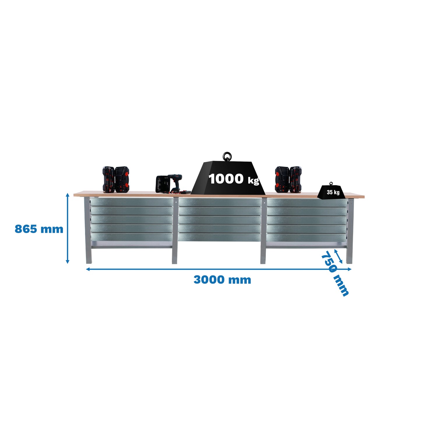 5x300x75cm Traglast 1000kg Grau