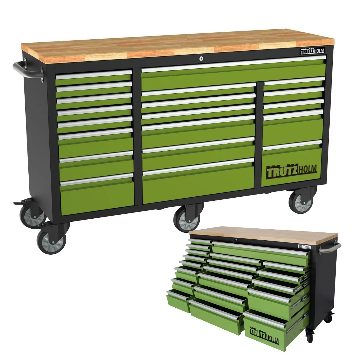 TRUTZHOLM Werkstattwagen Deluxe XXL Unbestückt 160x91 cm 20 Schubladen Grün