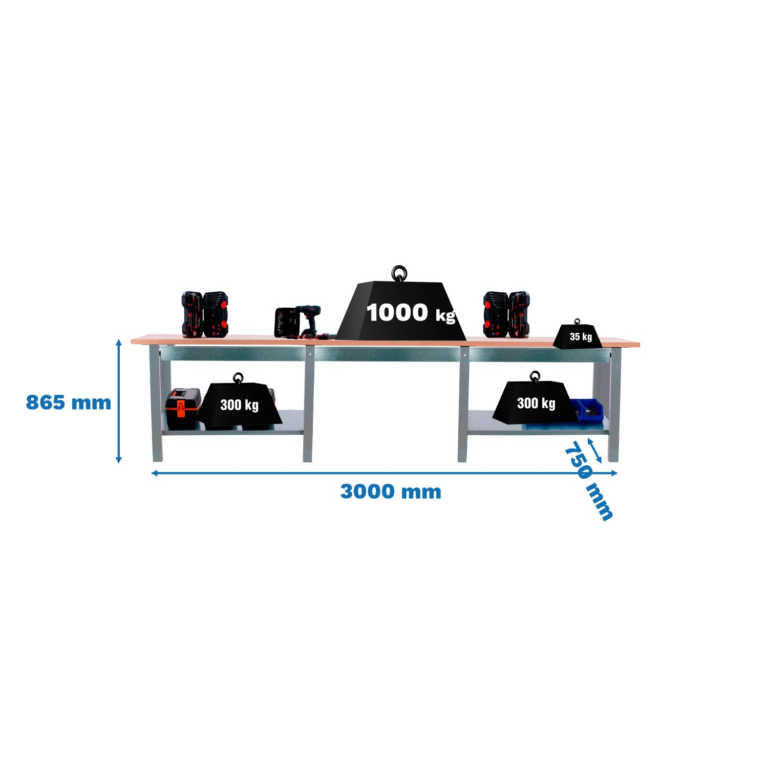 5x300x75cm Traglast 1000kg Grau