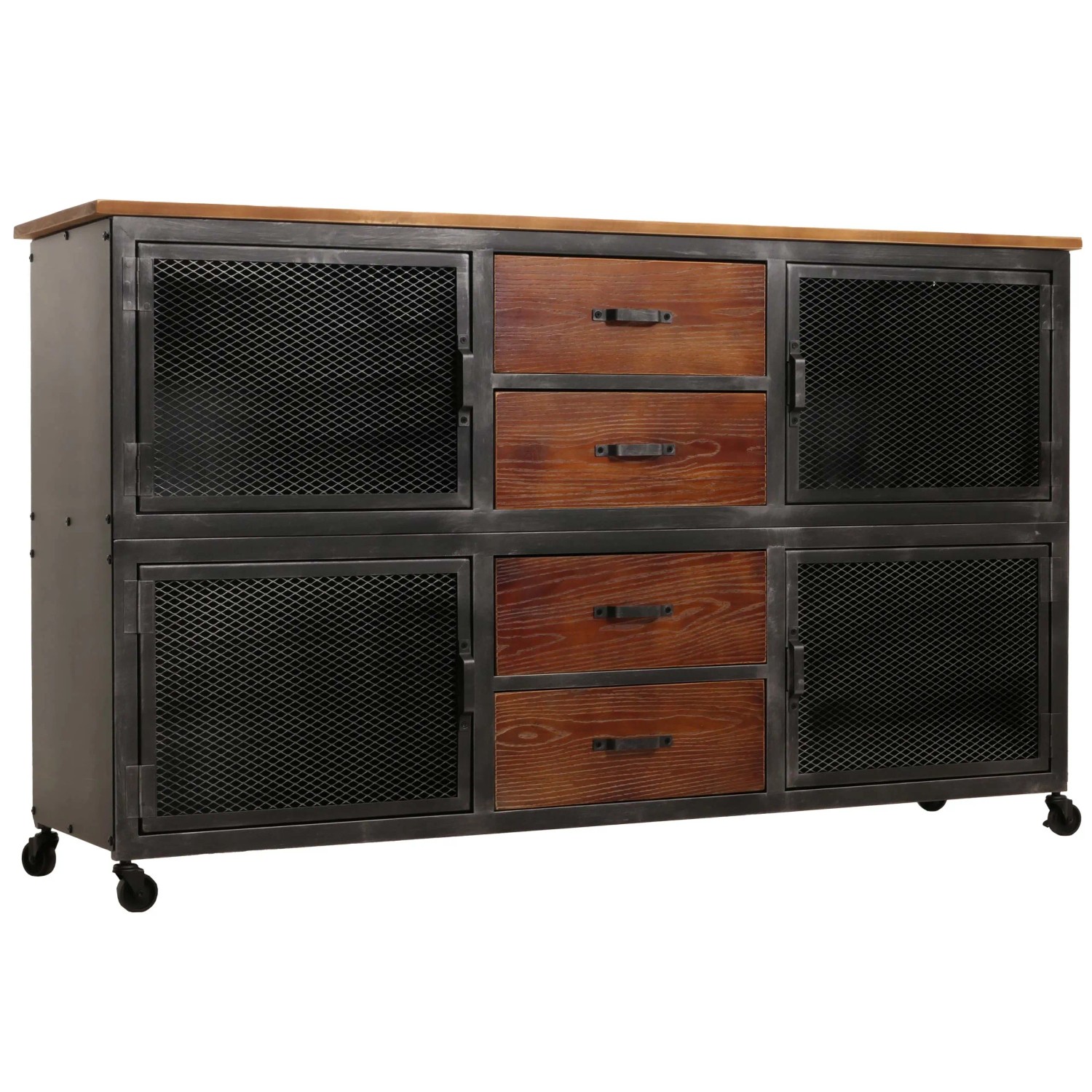 MCW Werkstattwagen N28 4 Schubladen 90x150x40cm Schwarz Braun