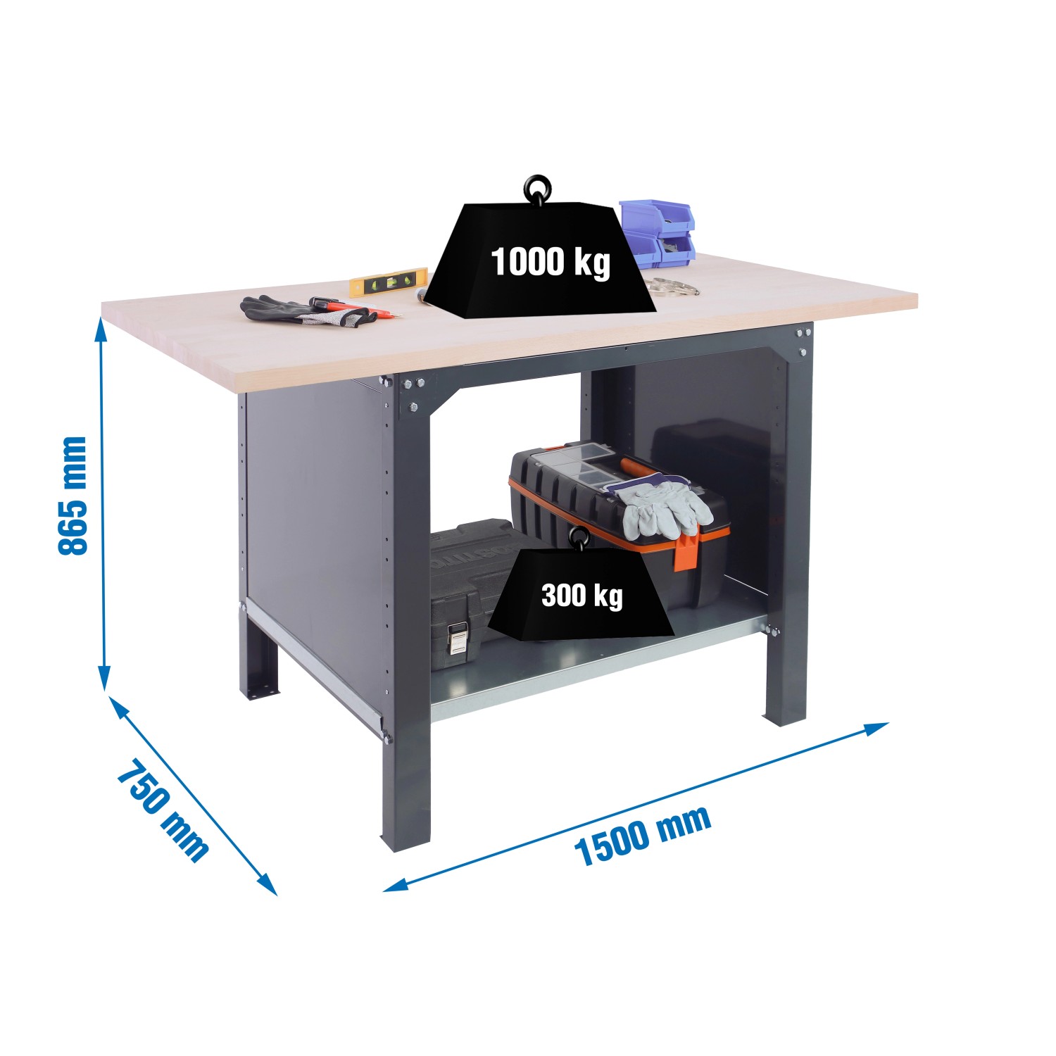 5x150x75cm Traglast 1000kg Anthrazit