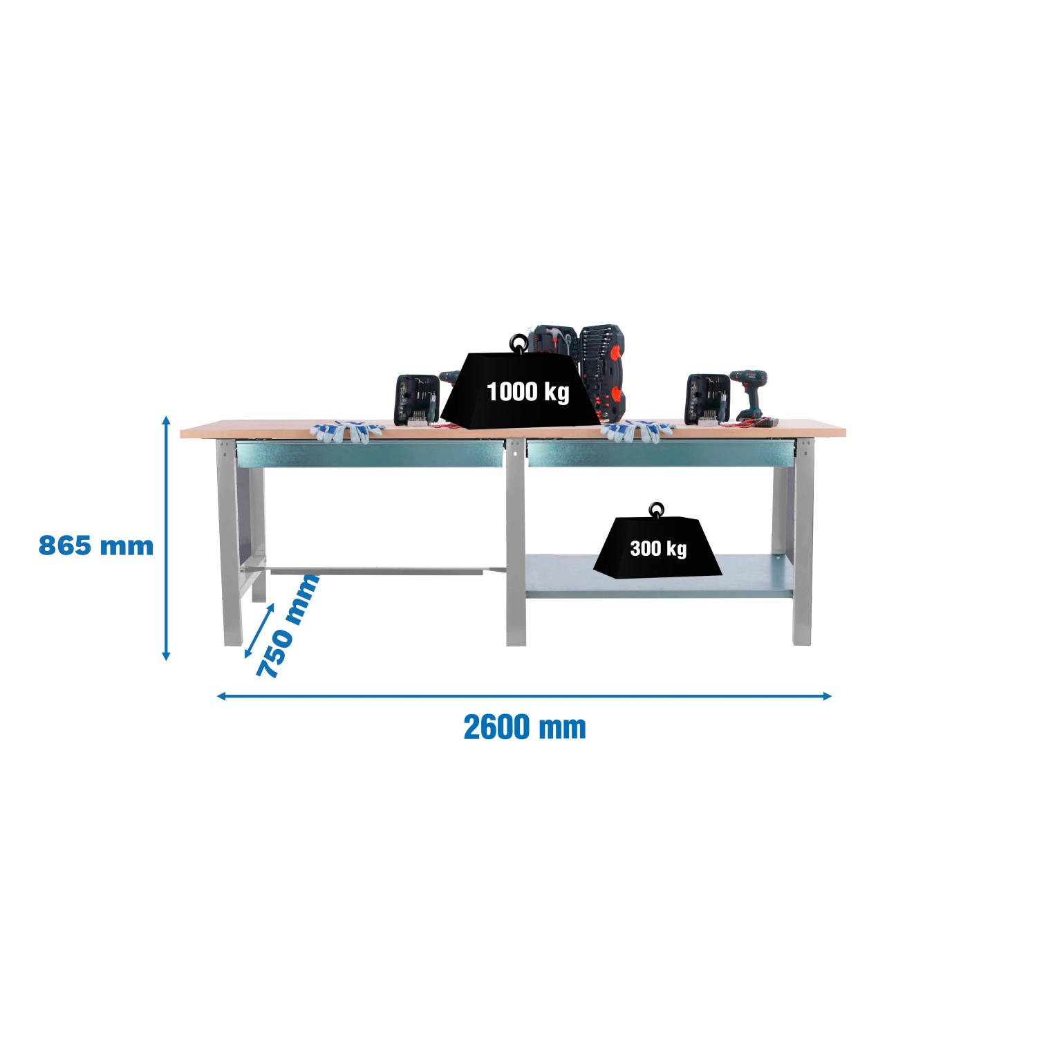 5x260x75cm Traglast 1000kg Grau