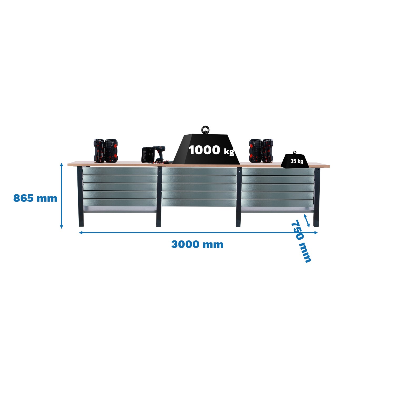 5x300x75cm Traglast 1000kg Anthrazit