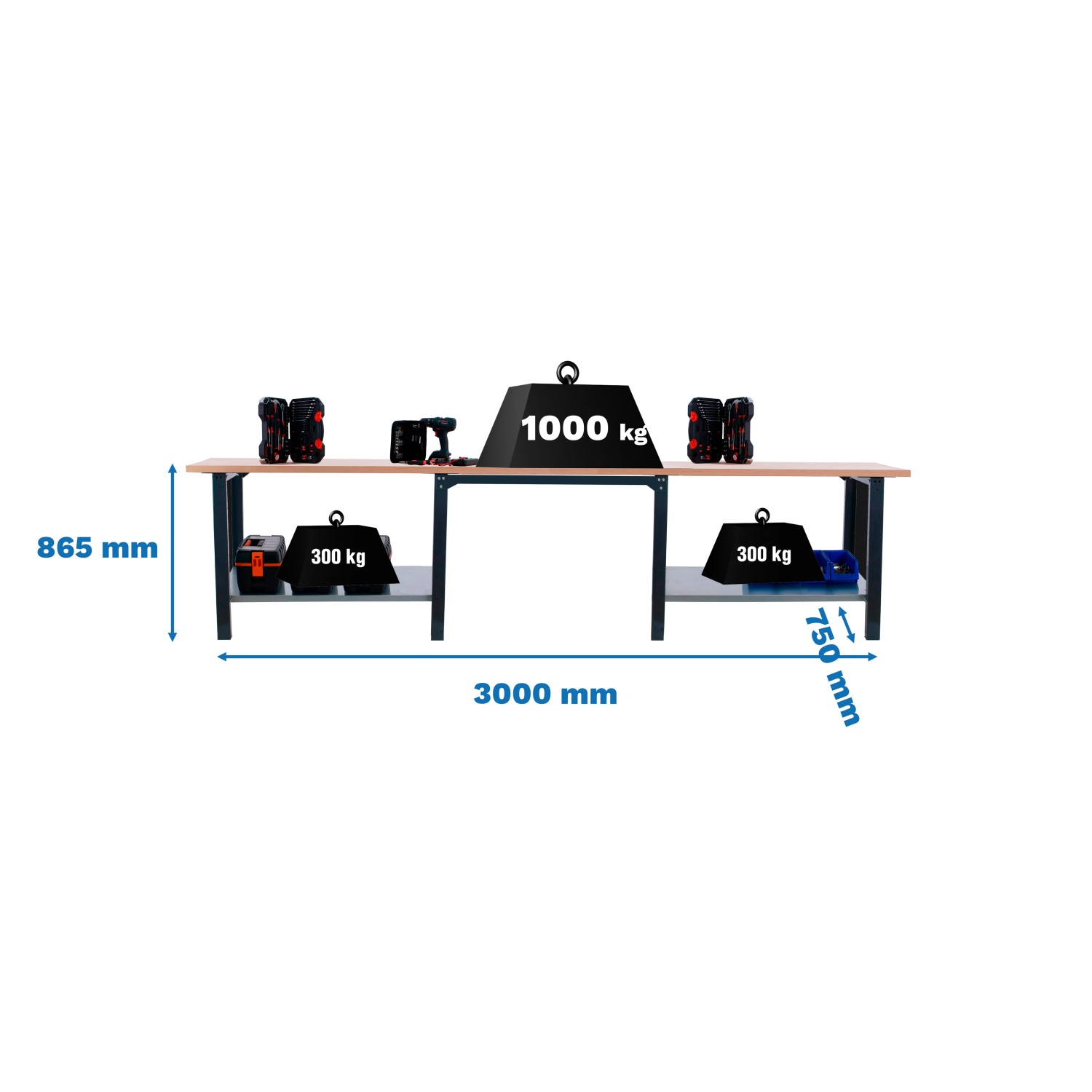 5x300x75cm Traglast 1000kg Anthrazit
