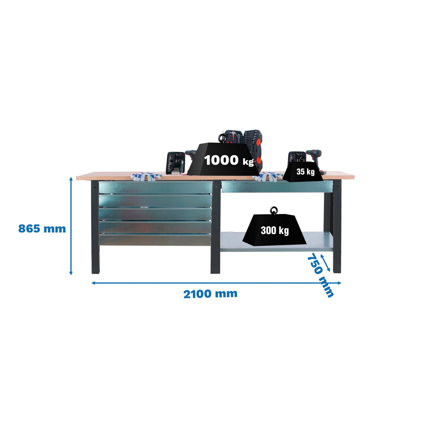 5x210x75cm Traglast 1000kg Anthrazit