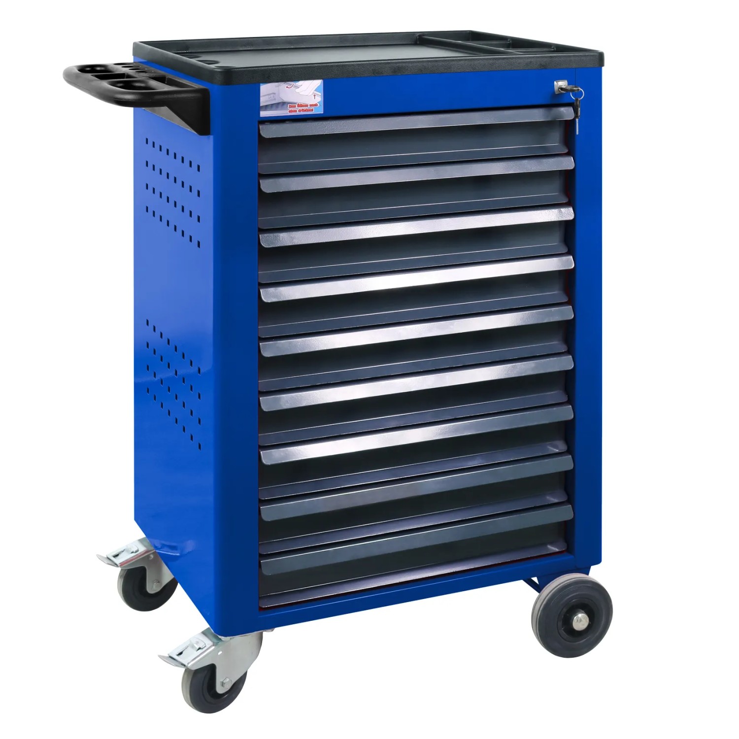 PROREGAL Werkstattwagen Cheetah 9 Schubladen HxBxT 96 x 61 x 45 cm Enzianblau