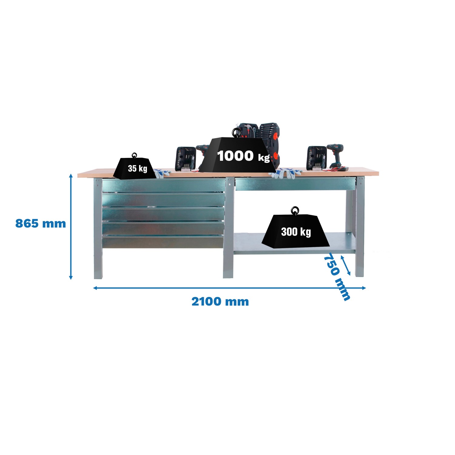 5x210x75cm Traglast 1000kg Grau