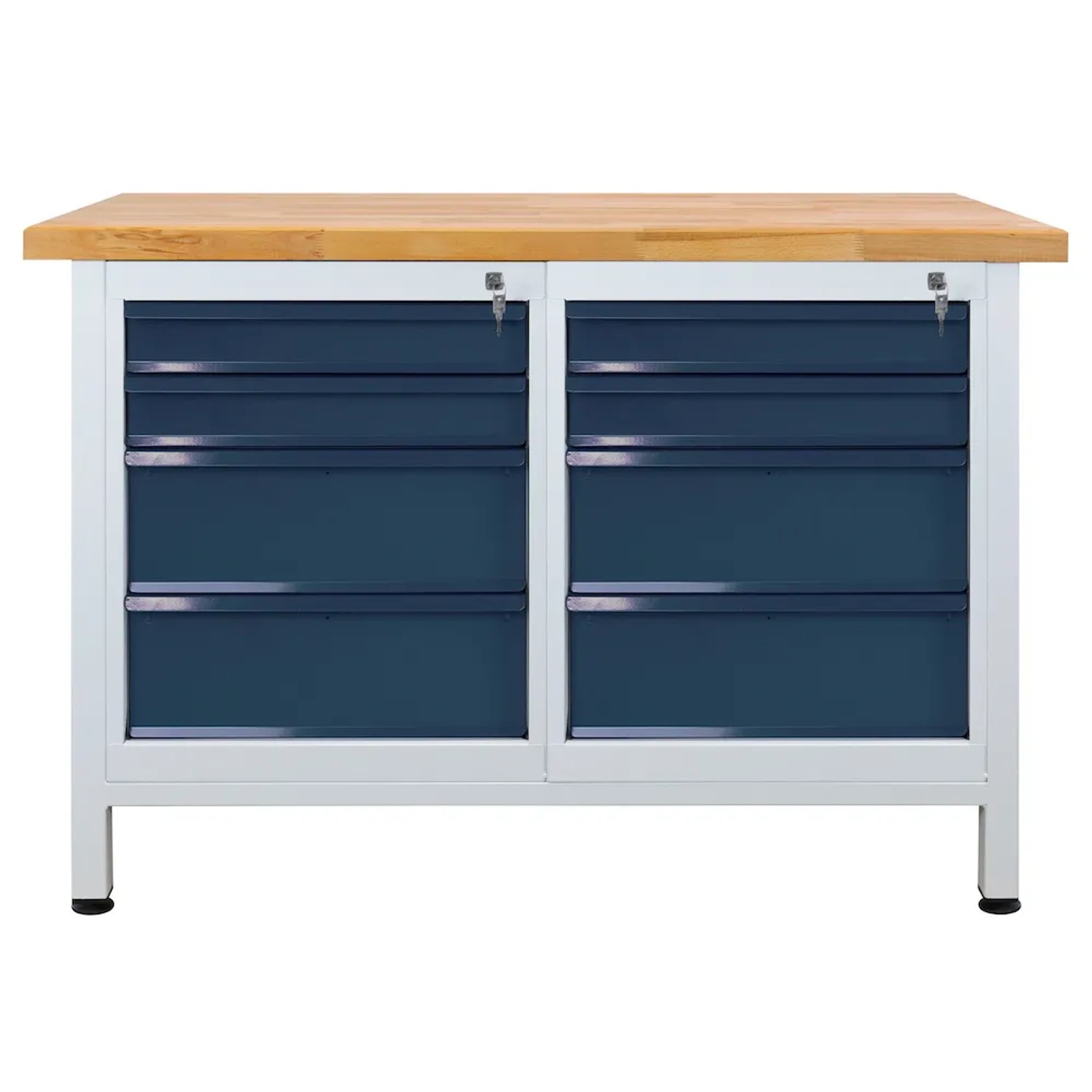 PROREGAL Werkbank Rhino mit 8 Schubladen HxBxT 84 x 120 x 60 cm Traglast 300 kg Lichtgrau Anthrazitgrau