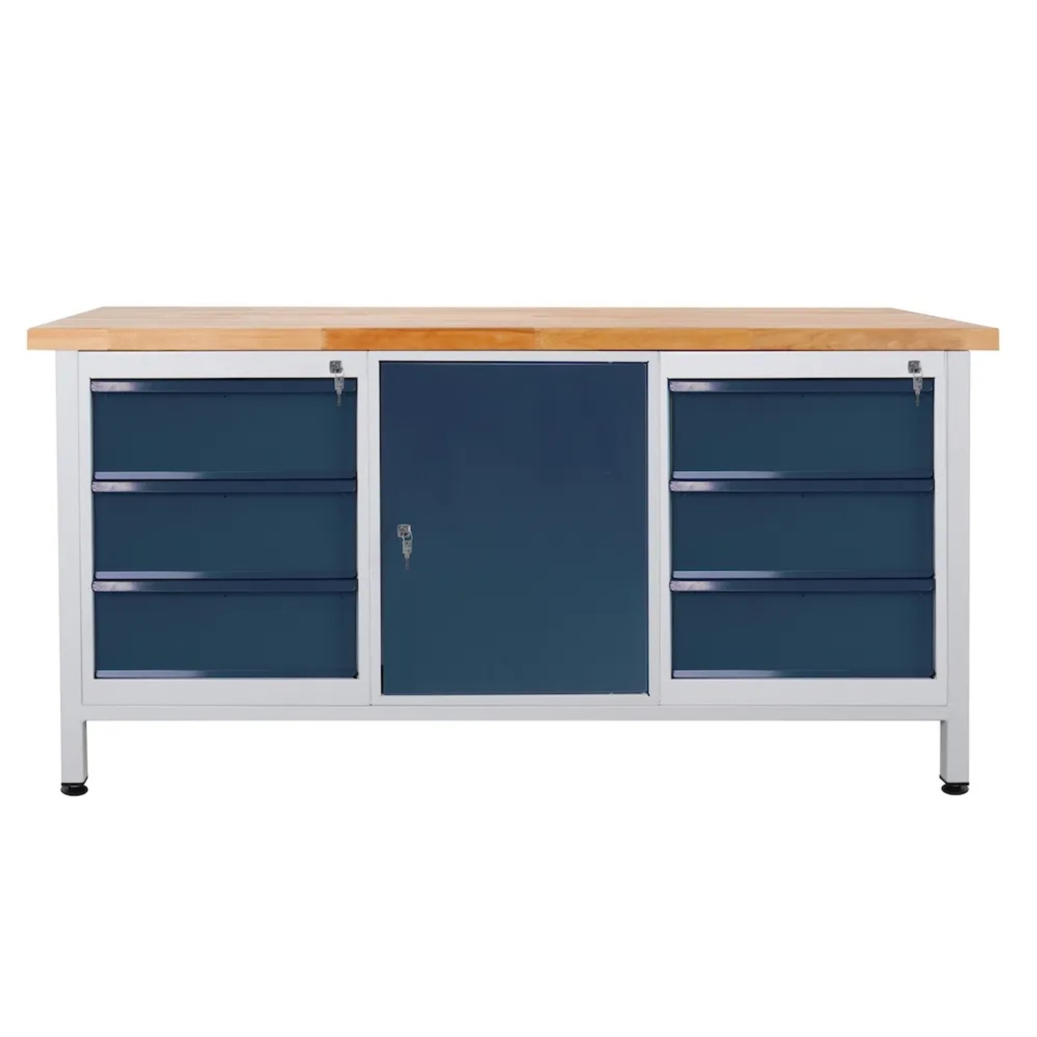 PROREGAL Werkbank Giant Rhino mit 6 Schubladen 1 Tür HxBxT 84 x 170 x 60 cm Traglast 500 kg Lichtgrau Anthrazitgrau