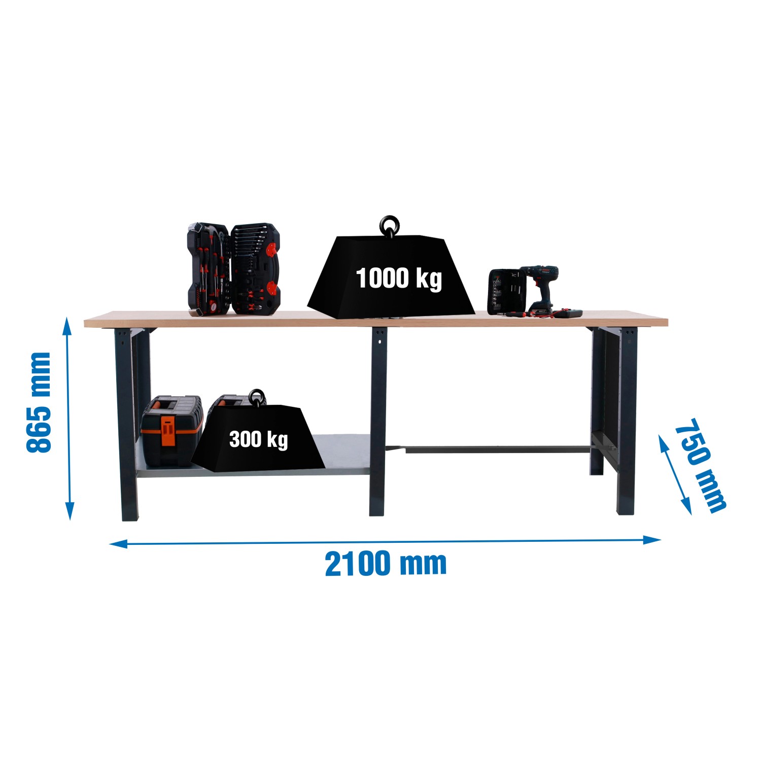 5x210x75cm Traglast 1000kg Anthrazit