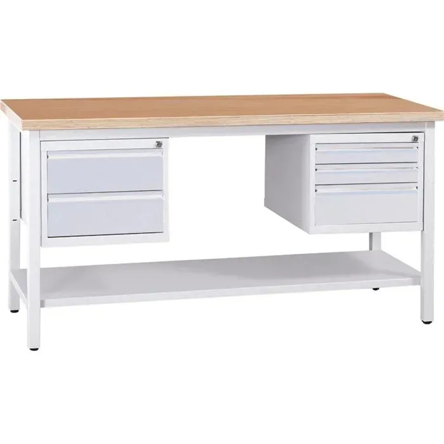 PROREGAL Werkbank Cricket Mit 5 Schubladen Und Ablageboden HxBxT 84 x 120 x 60 cm Traglast 150 kg Grau-Buche