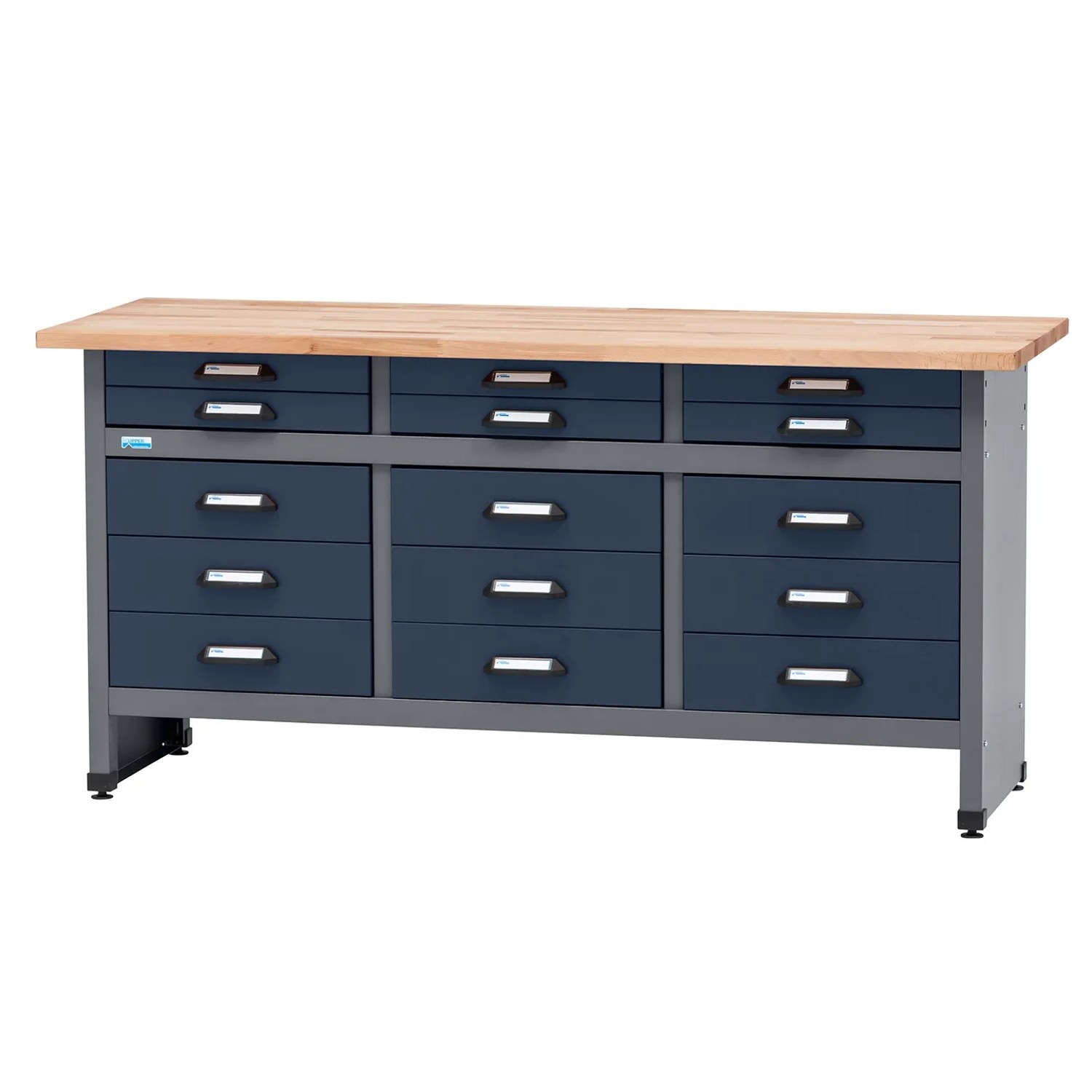Küpper Werkbank mit 15 Schubladen 84 x 170 x 60 cm Dunkelblau