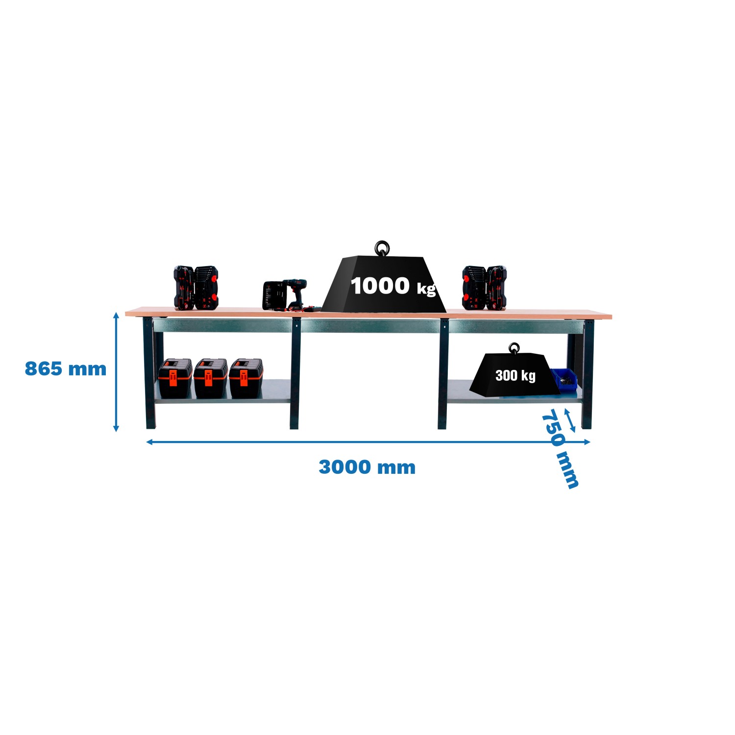 5x300x75cm Traglast 1000kg Anthrazit