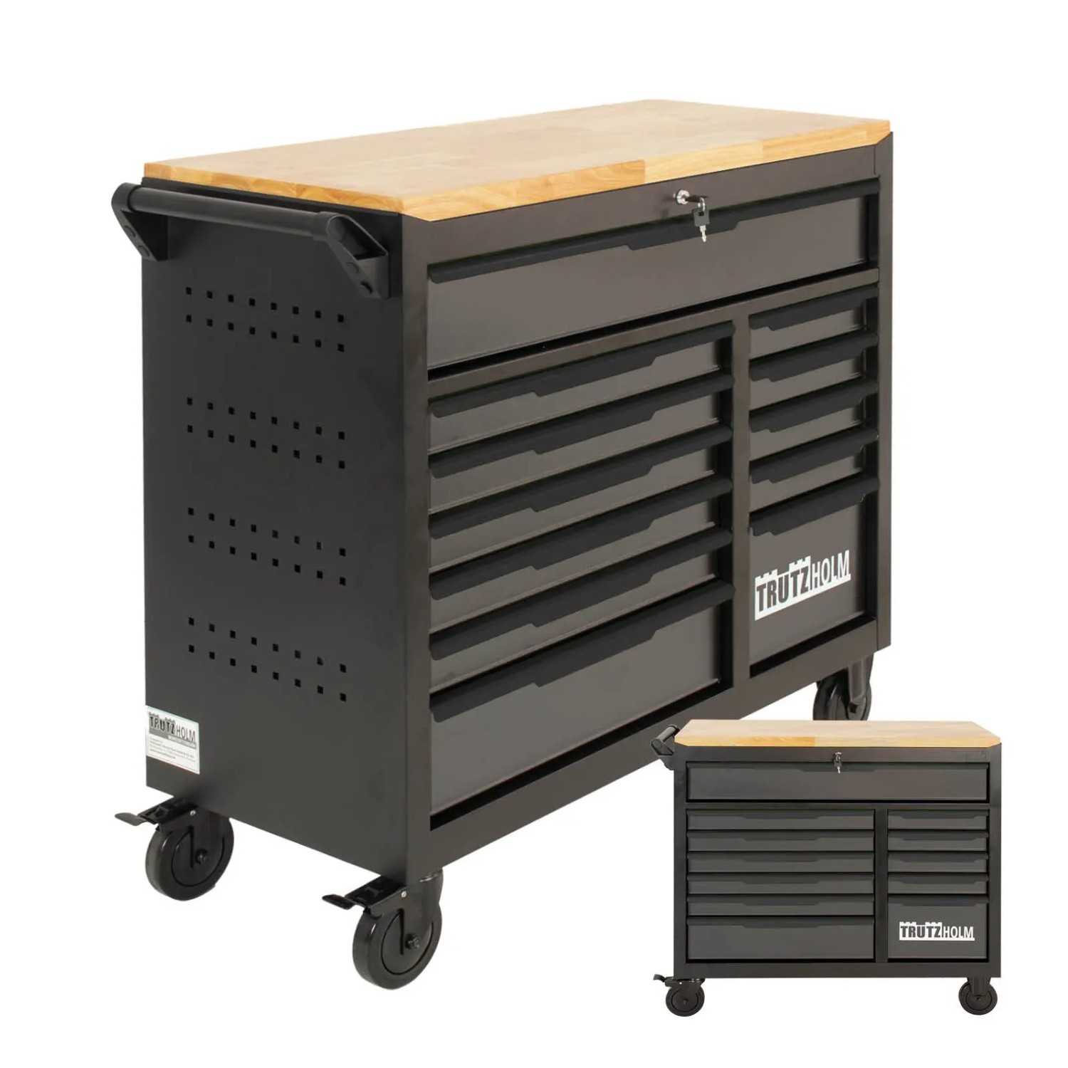 TRUTZHOLM Werkstattwagen Star XL Unbestückt 103x112cm Stahl 12 Schubladen Schwarz Grau