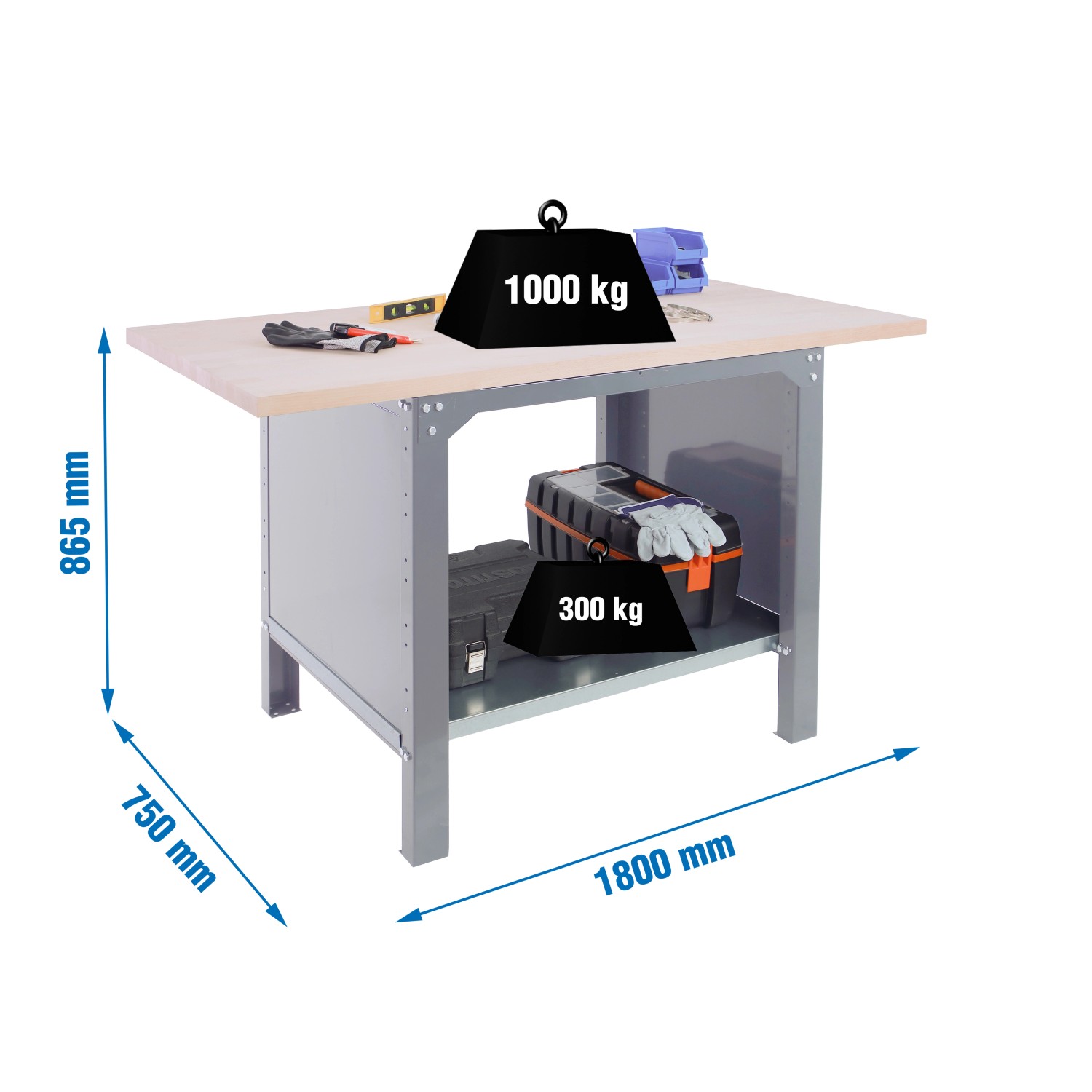 5x180x75cm Traglast 1000kg Grau