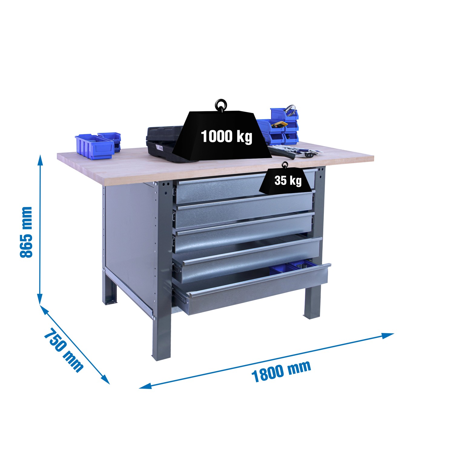 5x180x75cm Traglast 1000kg Grau
