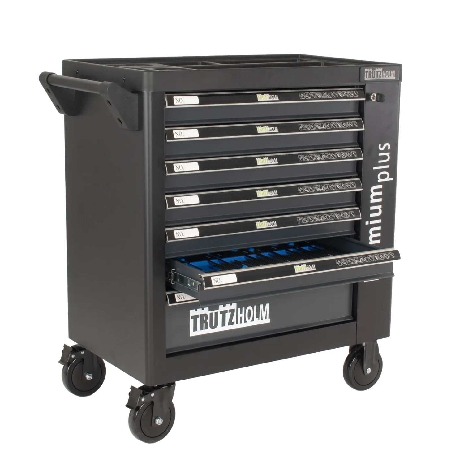 TRUTZHOLM Werkzeugwagen Premium XXL 7 Schubladen Gefüllt mit Werkzeug Abschließbar Anthrazit