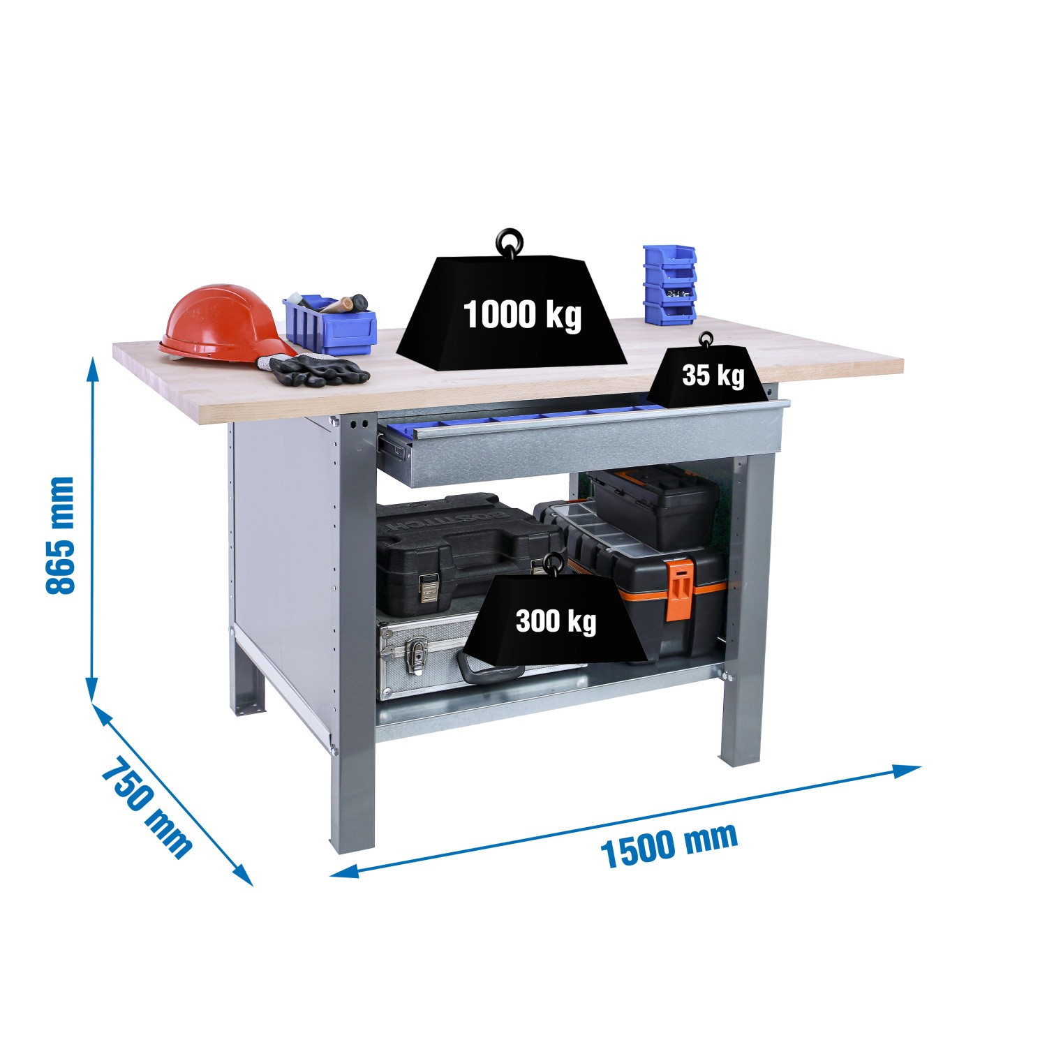 5x150x75cm Traglast 1000kg Grau