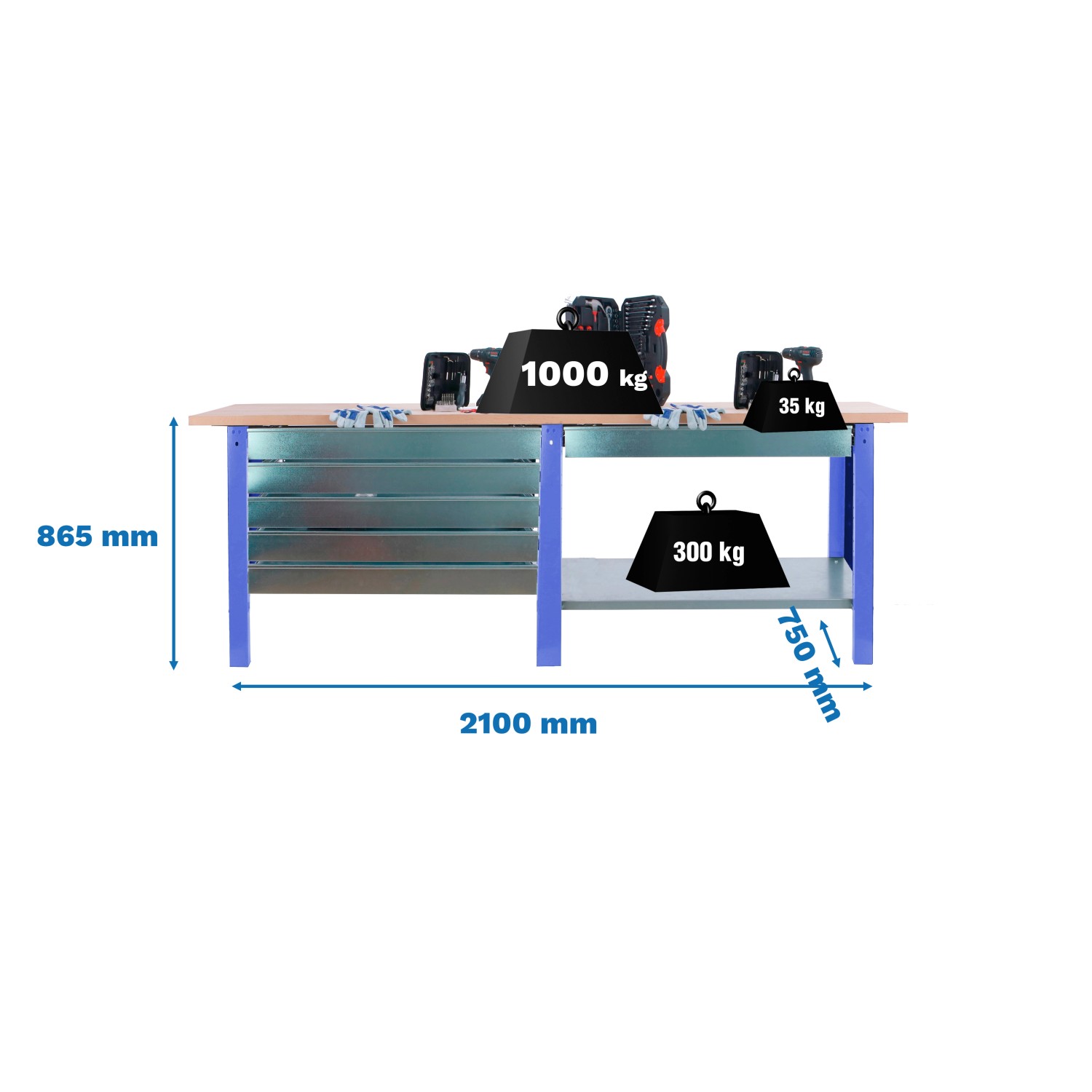 5x210x75cm Traglast 1000kg Blau