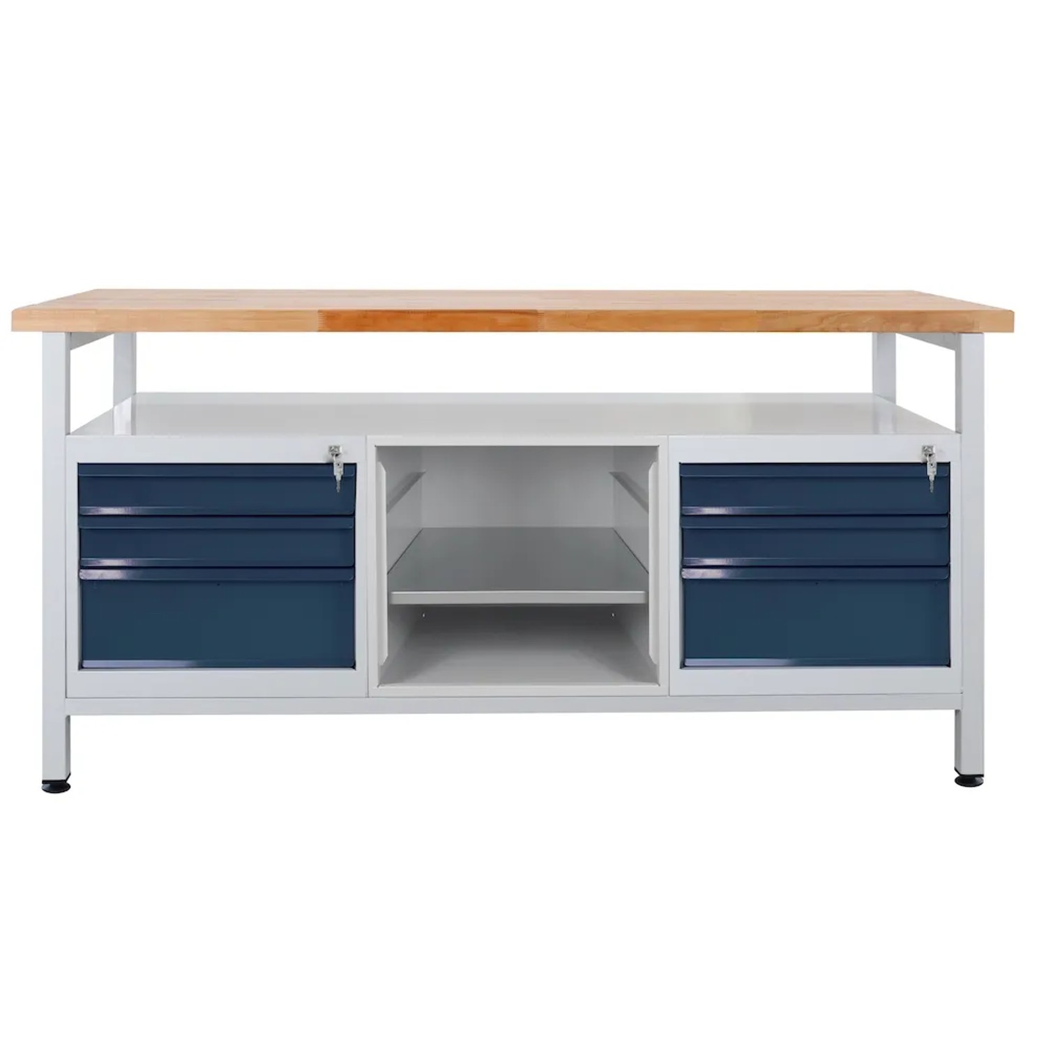 PROREGAL Werkbank Giant Rhino mit Ablagefach 6 Schubladen Regalfach HxBxT 84 x 170 x 60 cm Traglast 500 kg Lichtgrau Anthrazitgrau