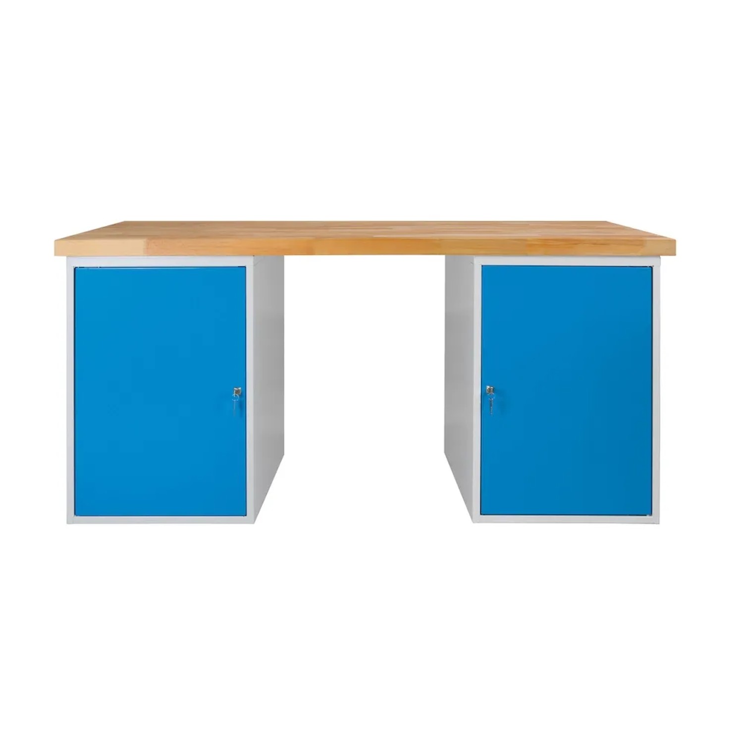 PROREGAL Werkbank Rhino Plus mit 2 Stahlblechkästen HxBxT 84 x 150 x 70 cm Traglast 500 kg Lichtgrau Lichtblau