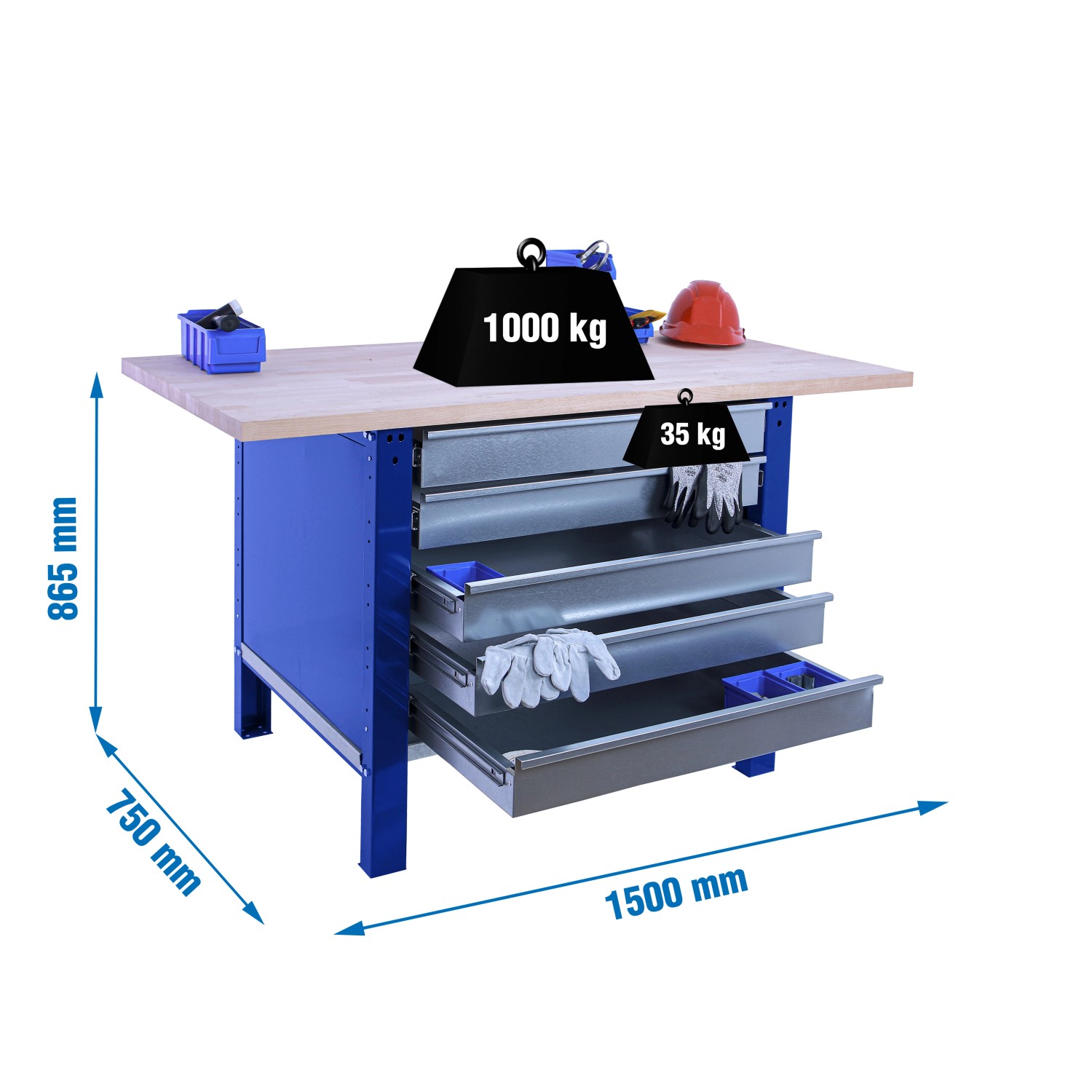 5x150x75cm Traglast 1000kg Blau